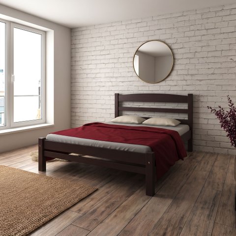 Cama de Casal Madeira Maciça cor TABACO