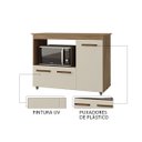 Ver imagem 6 de Balcão Multiuso Liza 3 Portas com Espaço para Microondas: Savana Off White