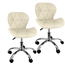 Ver imagem 1 de Kit 2 Cadeiras Slim Office Estofada Base Giratória Cromada - Nude