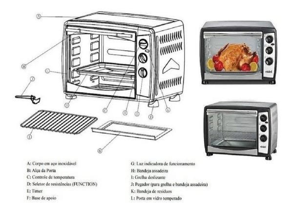 Forninho Elétrico 38 Litros Inox Grelha, Assa Vicini 220v - 2