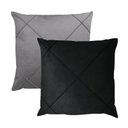 Ver imagem 1 de Kit 2 Capas para Almofada Drapeada em Veludo Quadrada 60x60 Preto e Cinza Claro