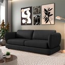 Ver imagem 2 de Sofá Living 2 Lugares 205cm Pés Madeira Dalian Couro Legítimo Preto G52 - Gran Belo