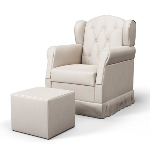 Poltrona de Amamentação Fixa com Puff Letícia Suede Bege - Phoenix Phoenix Baby
