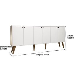 Balcão Aparador Buffe Retro 6 Portas Branco Guatemala Brienza - 2