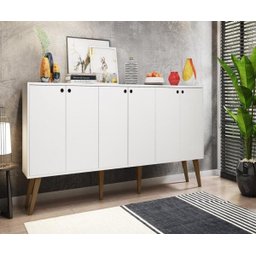Balcão Aparador Buffe Retro 6 Portas Branco Guatemala Brienza - 1