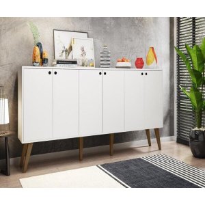 Balcão Aparador Buffe Retro 6 Portas Branco Guatemala Brienza