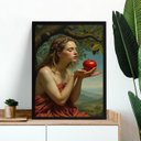 Ver imagem 2 de Quadro Decorativo Eva e a Maçã - Fruto Proibido 24x18cm:moldura Branca