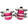Jogo de Panela Alumínio Reforçado Rosa 5 Pçs Tampa de Vidro - 2