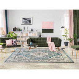 Tapete Sala 200x240cm Classico Oriental Tabriz Azul Turquesa - 2