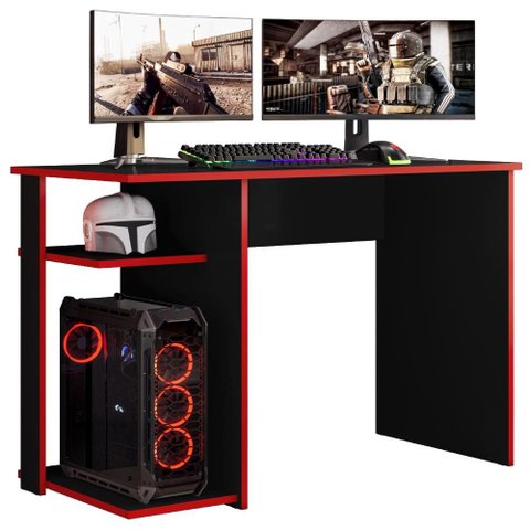 Mesa Gamer 108 cm Essence Play Preto Vermelho Rudk