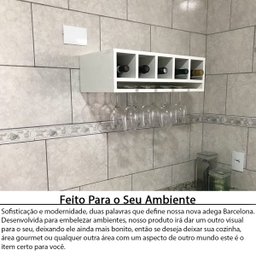 Nicho Suporte Garrafeiro Adega Garrafa Vinho E Taças De Parede Em MDF - 5