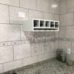 Nicho Suporte Garrafeiro Adega Garrafa Vinho E Taças De Parede Em MDF - 6