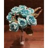 Buquê Rosa Envelhecida Creme e Rosa Galho C/9 Flores Artificial Arranjo Luxo Casamento Igual - Azul - 5