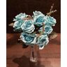 Buquê Rosa Envelhecida Creme e Rosa Galho C/9 Flores Artificial Arranjo Luxo Casamento Igual - Azul - 1