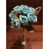 Buquê Rosa Envelhecida Creme e Rosa Galho C/9 Flores Artificial Arranjo Luxo Casamento Igual - Azul - 6