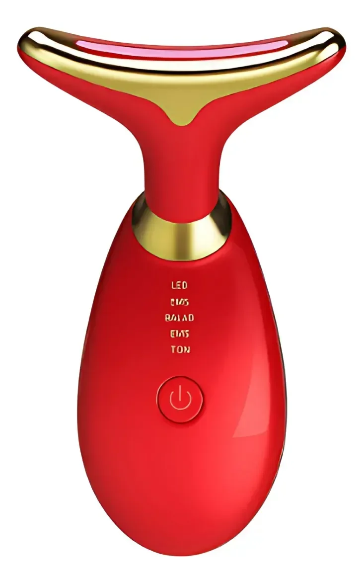 Massageador Facial e de Pescoço Recarregável Usb Vermelho
