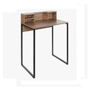 Ver imagem 1 de Mesa Home Escrivaninha Pé Quad Home Madeirado/Preto
