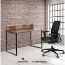 Ver imagem 2 de Mesa Home Escrivaninha Pé Quad Home Madeirado/Preto