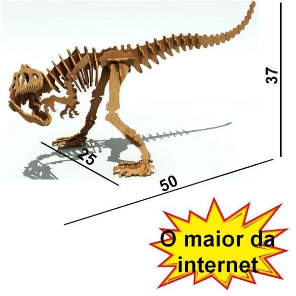 Dinossauro Alaossauro p/ montar, Quebra-Cabeça 3D, 48 peças, Brinquedo e  decoração MDF