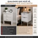 Ver imagem 2 de Mesa Cabeceira 25cm com 2 Gavetas MDF Metalon Prata Design Moderno Enviada Montada