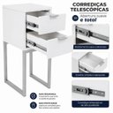 Ver imagem 4 de Mesa Cabeceira 25cm com 2 Gavetas MDF Metalon Prata Design Moderno Enviada Montada