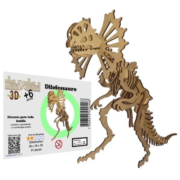 Quebra Cabeça Dinossauros 3D Coleção T Rex, Triceratops, Braquiossauro,  Velociraptor, Dilofossauro, brinquedo pedagógico MDF.