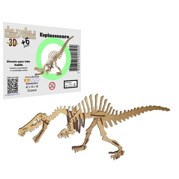 Jogo De Quebra Cabeça Infantil Dinossauro 3d Mdf