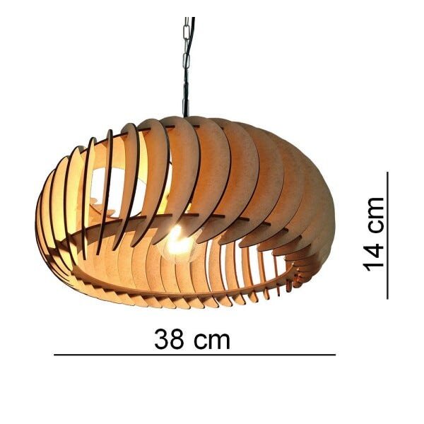 Lustre Luminária Pendente de Madeira MDF Mod. Sophia Gd Inclinado - 3