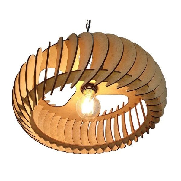 Lustre Luminária Pendente de Madeira MDF Mod. Sophia Gd Inclinado - 2