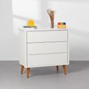 Ver imagem 4 de Kit Quarto Theo com Pés Retrô Mel - Berço + Cômoda 3 Gavetas + Guarda-roupa 2 Portas - Branco Abra C