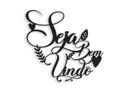 Ver imagem 1 de Seja Bem Vindo 33x31cm Lettering Aplique em Madeira MDF Parede