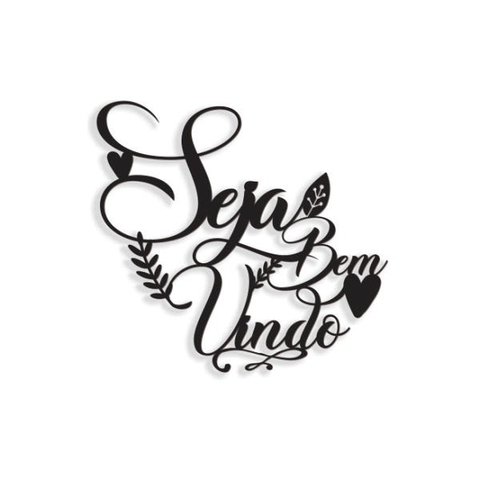 Seja Bem Vindo 33x31cm Lettering Aplique em Madeira MDF Parede