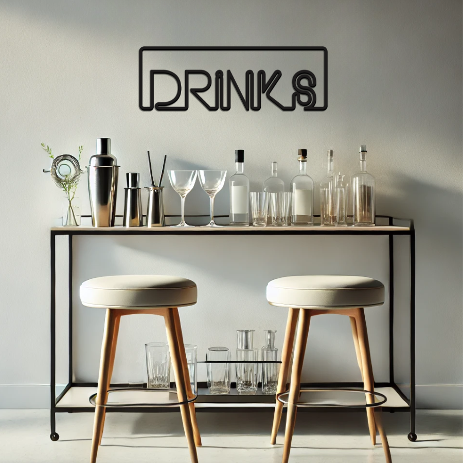 Drinks Lettering 43x10cm - Quadro em Madeira Mdf - Apliques de Parede - Decoração para Quarto e Casa - 3