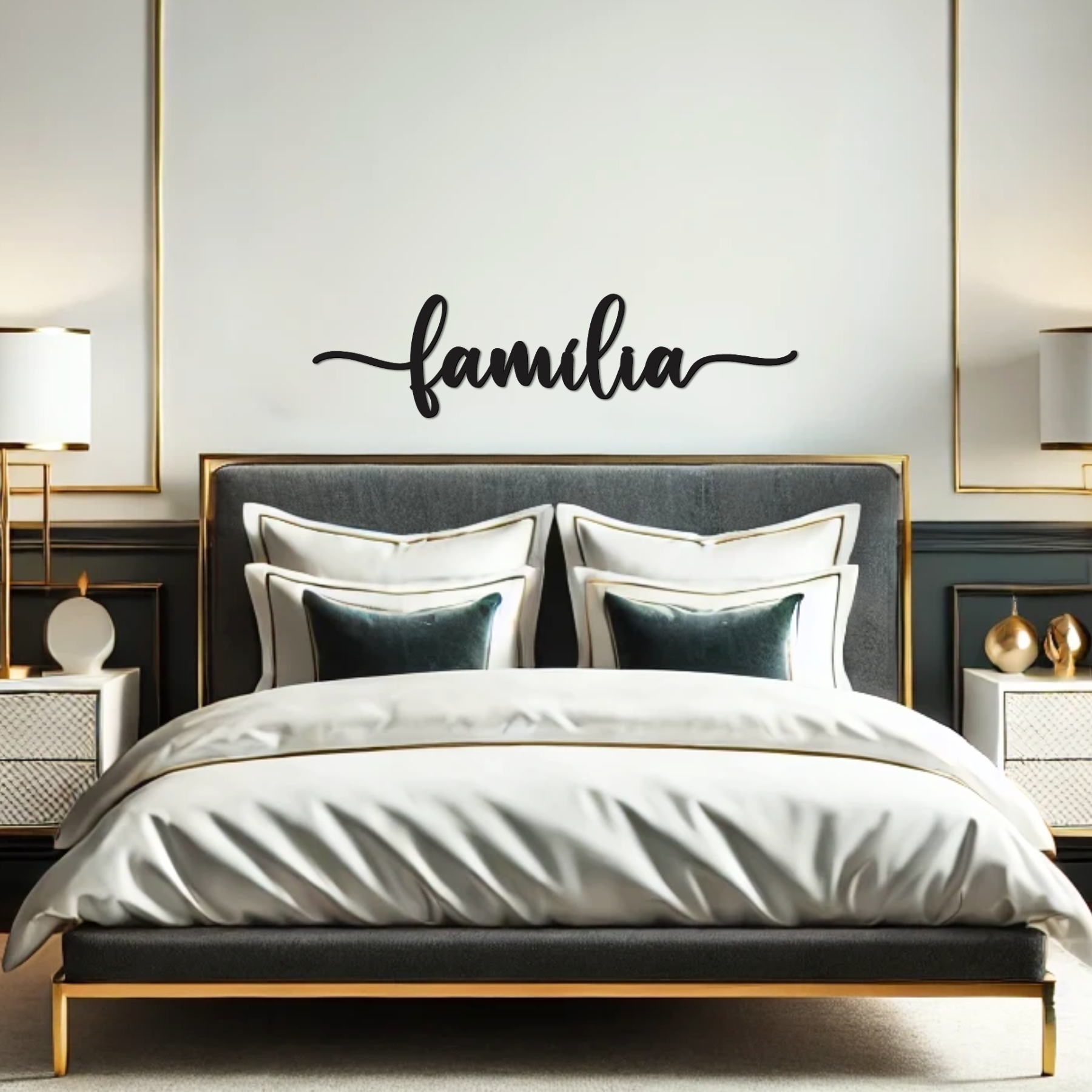 Família Lettering 43x11cm Quadro em Madeira Mdf - Apliques de Parede - Decoração para Quarto e Casa - 2