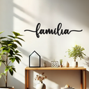 Ver imagem 1 de Família Lettering 43x11cm Quadro em Madeira Mdf - Apliques de Parede - Decoração para Quarto e Casa