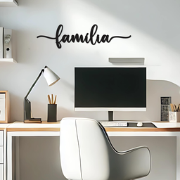Família Lettering 43x11cm Quadro em Madeira Mdf - Apliques de Parede - Decoração para Quarto e Casa - 3