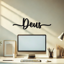 Ver imagem 2 de Deus Lettering 43x13cm - Quadro em madeira MDF - Apliques de Parede - Decoração para Quarto e Casa