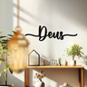Deus Lettering  43x13cm - Quadro em madeira MDF - Apliques de Parede - Decoração para Quarto e Casa - 1