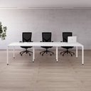 Ver imagem 1 de Estação de Trabalho 3 Lugares 300x120cm Industrial Branco Yescasa