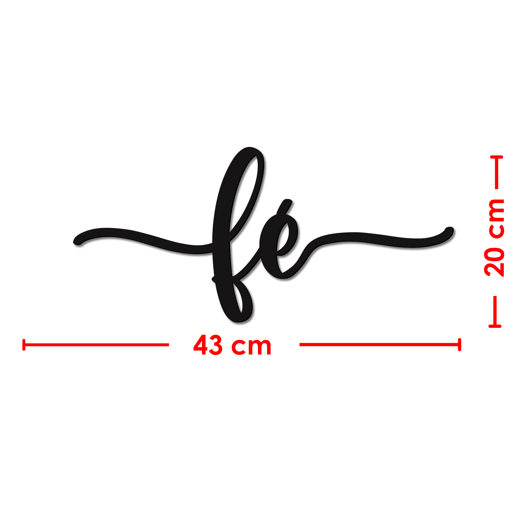 Fé Lettering 43x20cm - Quadro em Madeira Mdf - Apliques de Parede - Decoração para Quarto e Casa - 3