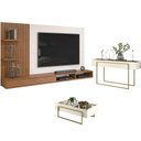 Ver imagem 1 de Painel para Tv Bento Freijó Off White com Aparador para Sala Petri e Mesa de Centro Petri Off White