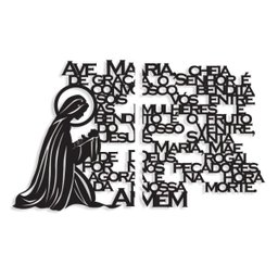 Ave Maria Oração GG 88x54cm LETTERING em Madeira Mdf Aplique de Parede - 1