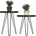 Ver imagem 1 de Conjunto Mesa Lateral Preta em Ferro com Tampo em Vidro