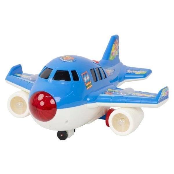 Brinquedo Avião Musical Azul Com Luzes E Sons - BBR Toys - 1
