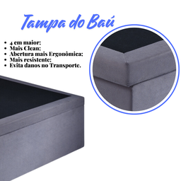 Cama Box Baú Solteirinho 78x188x42cm Suede com Pistão a Gás - 7