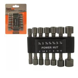 Kit Jogo 14 Bits Soquete Canhão Sextavado Profissional 1/4