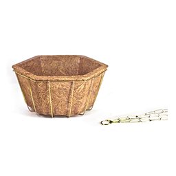 Vaso Hexagonal com Suporte e Corrente Fibra de Coco 32 Cm - 4