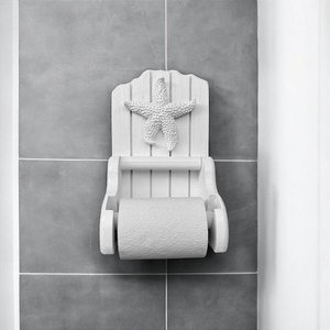 Porta Papel Higiênico Branco com Estrela Branca Decoração Náutica