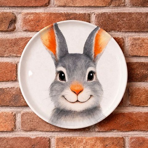 Prato Parede Decorativo com Suporte Coelho Páscoa de 21,5cm Sorrisos a