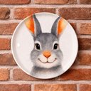 Ver imagem 1 de Prato Parede Decorativo com Suporte Coelho Páscoa de 21,5cm Sorrisos a